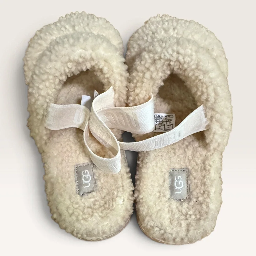 UGG Women's Oh Fluffita Flatform Slide Natural Size 10 Cottagecore Fall Footwear